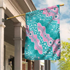 Hereditary Cancer Awareness Australia Indigenous Garden Flag Pink and Teal - Aussie Hoodie