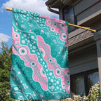 Hereditary Cancer Awareness Australia Indigenous Garden Flag Pink and Teal - Aussie Hoodie