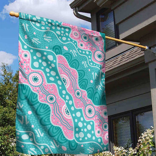 Hereditary Cancer Awareness Australia Indigenous Garden Flag Pink and Teal - Aussie Hoodie