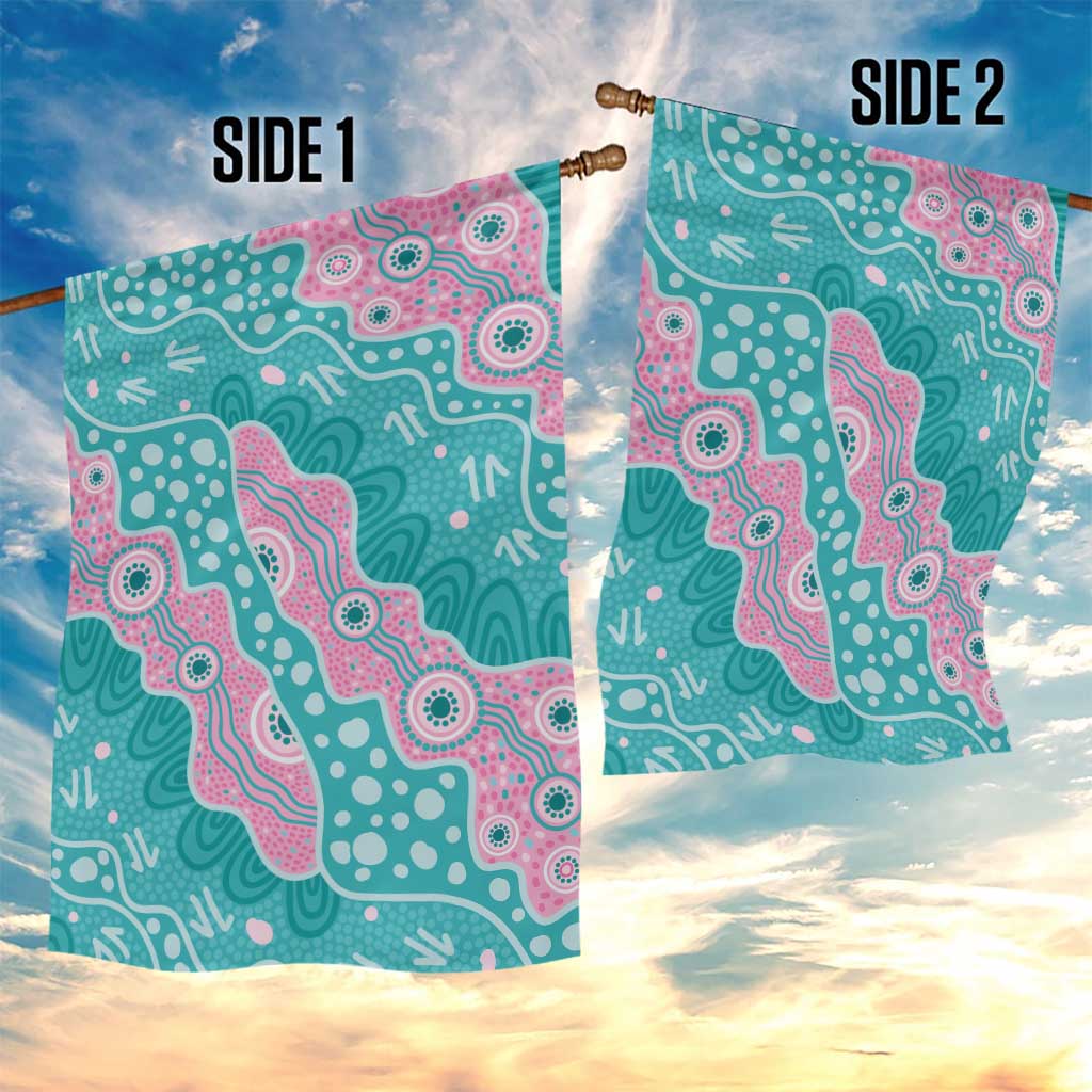 Hereditary Cancer Awareness Australia Indigenous Garden Flag Pink and Teal - Aussie Hoodie