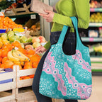 Hereditary Cancer Awareness Australia Indigenous Grocery Bag Pink and Teal - Aussie Hoodie