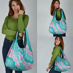 Hereditary Cancer Awareness Australia Indigenous Grocery Bag Pink and Teal - Aussie Hoodie
