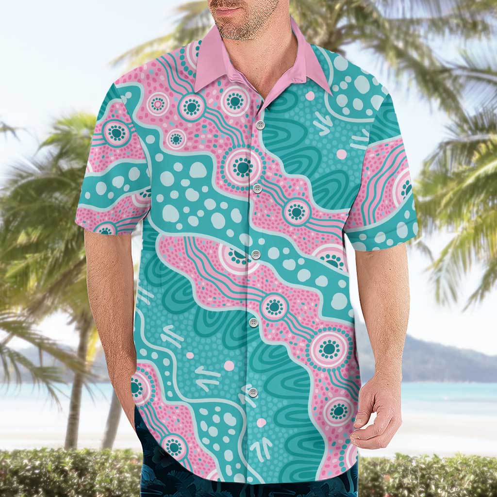 Hereditary Cancer Awareness Australia Indigenous Hawaiian Shirt Pink and Teal - Aussie Hoodie
