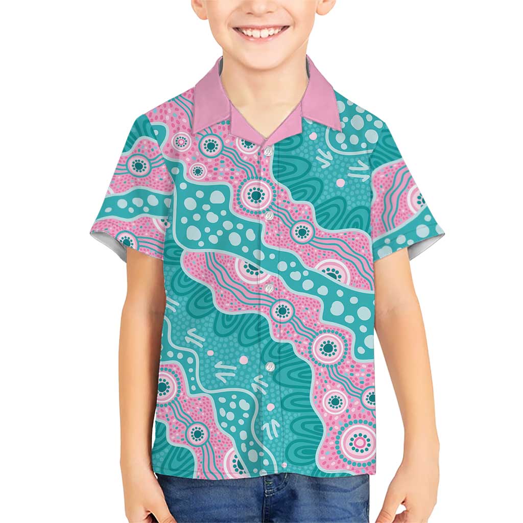 Hereditary Cancer Awareness Australia Indigenous Hawaiian Shirt Pink and Teal - Aussie Hoodie