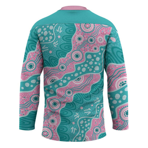 Hereditary Cancer Awareness Australia Indigenous Hockey Jersey Pink and Teal - Aussie Hoodie