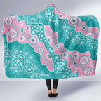 Hereditary Cancer Awareness Australia Indigenous Hooded Blanket Pink and Teal - Aussie Hoodie