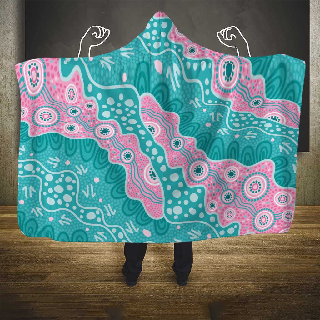 Hereditary Cancer Awareness Australia Indigenous Hooded Blanket Pink and Teal - Aussie Hoodie