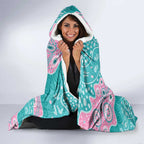Hereditary Cancer Awareness Australia Indigenous Hooded Blanket Pink and Teal - Aussie Hoodie