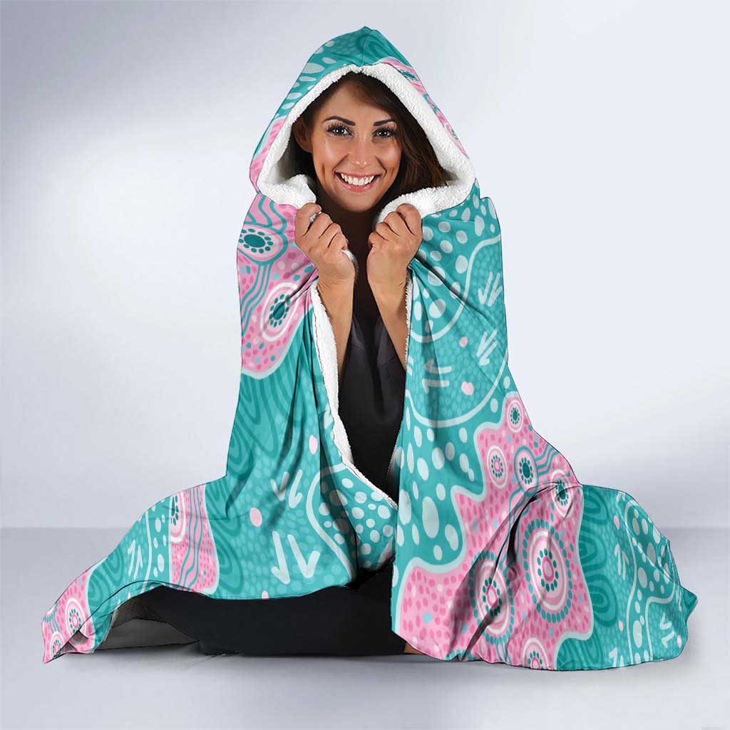 Hereditary Cancer Awareness Australia Indigenous Hooded Blanket Pink and Teal - Aussie Hoodie