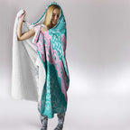 Hereditary Cancer Awareness Australia Indigenous Hooded Blanket Pink and Teal - Aussie Hoodie