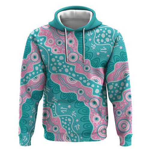 Hereditary Cancer Awareness Australia Indigenous Hoodie Pink and Teal - Aussie Hoodie