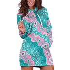 Hereditary Cancer Awareness Australia Indigenous Hoodie Dress Pink and Teal - Aussie Hoodie