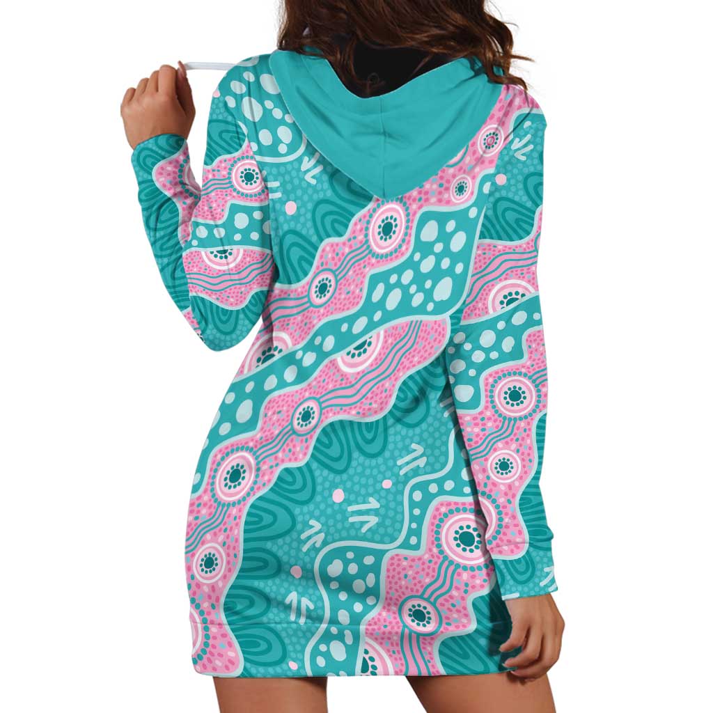 Hereditary Cancer Awareness Australia Indigenous Hoodie Dress Pink and Teal - Aussie Hoodie