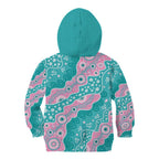 Hereditary Cancer Awareness Australia Indigenous Kid Hoodie Pink and Teal - Aussie Hoodie