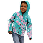 Hereditary Cancer Awareness Australia Indigenous Kid Hoodie Pink and Teal - Aussie Hoodie
