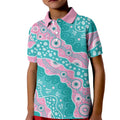 Hereditary Cancer Awareness Australia Indigenous Kid Polo Shirt Pink and Teal - Aussie Hoodie