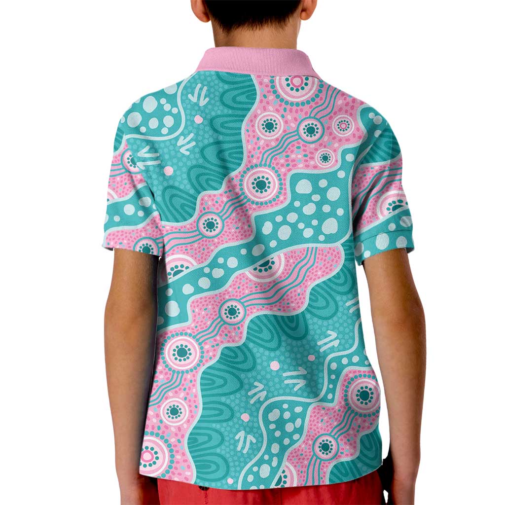 Hereditary Cancer Awareness Australia Indigenous Kid Polo Shirt Pink and Teal - Aussie Hoodie