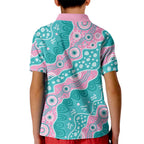 Hereditary Cancer Awareness Australia Indigenous Kid Polo Shirt Pink and Teal - Aussie Hoodie