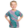 Hereditary Cancer Awareness Australia Indigenous Kid T Shirt Pink and Teal - Aussie Hoodie
