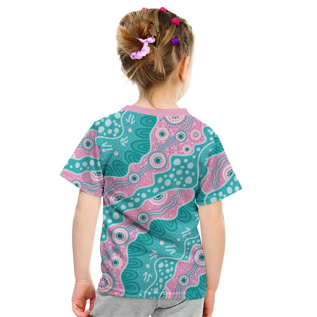 Hereditary Cancer Awareness Australia Indigenous Kid T Shirt Pink and Teal - Aussie Hoodie
