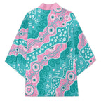 Hereditary Cancer Awareness Australia Indigenous Kimono Pink and Teal - Aussie Hoodie