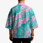 Hereditary Cancer Awareness Australia Indigenous Kimono Pink and Teal - Aussie Hoodie