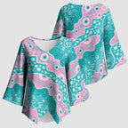 Hereditary Cancer Awareness Australia Indigenous Kimono Sleeve Blouse Pink and Teal - Aussie Hoodie