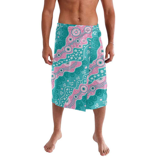 Hereditary Cancer Awareness Australia Indigenous Lavalava Pink and Teal - Aussie Hoodie