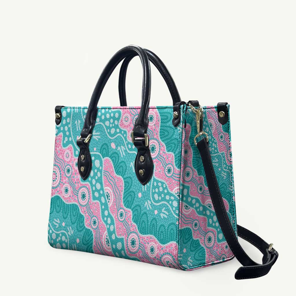 Hereditary Cancer Awareness Australia Indigenous Leather Bag Pink and Teal - Aussie Hoodie