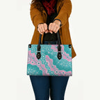 Hereditary Cancer Awareness Australia Indigenous Leather Bag Pink and Teal - Aussie Hoodie