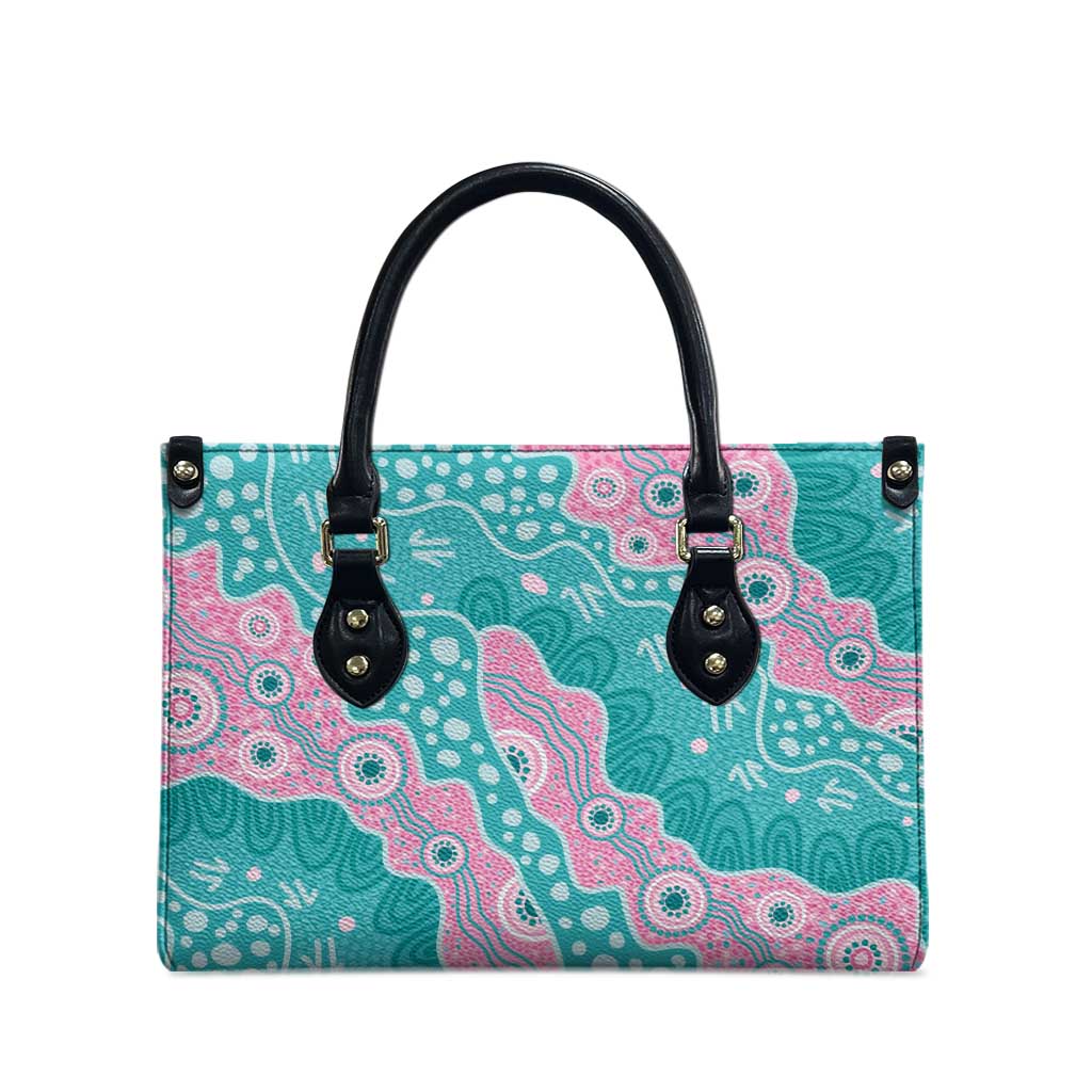 Hereditary Cancer Awareness Australia Indigenous Leather Bag Pink and Teal - Aussie Hoodie