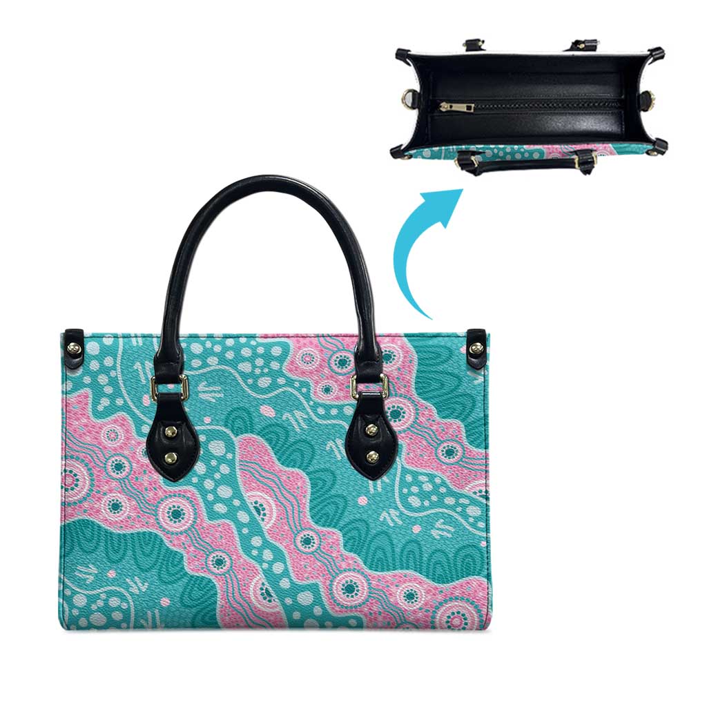 Hereditary Cancer Awareness Australia Indigenous Leather Bag Pink and Teal - Aussie Hoodie