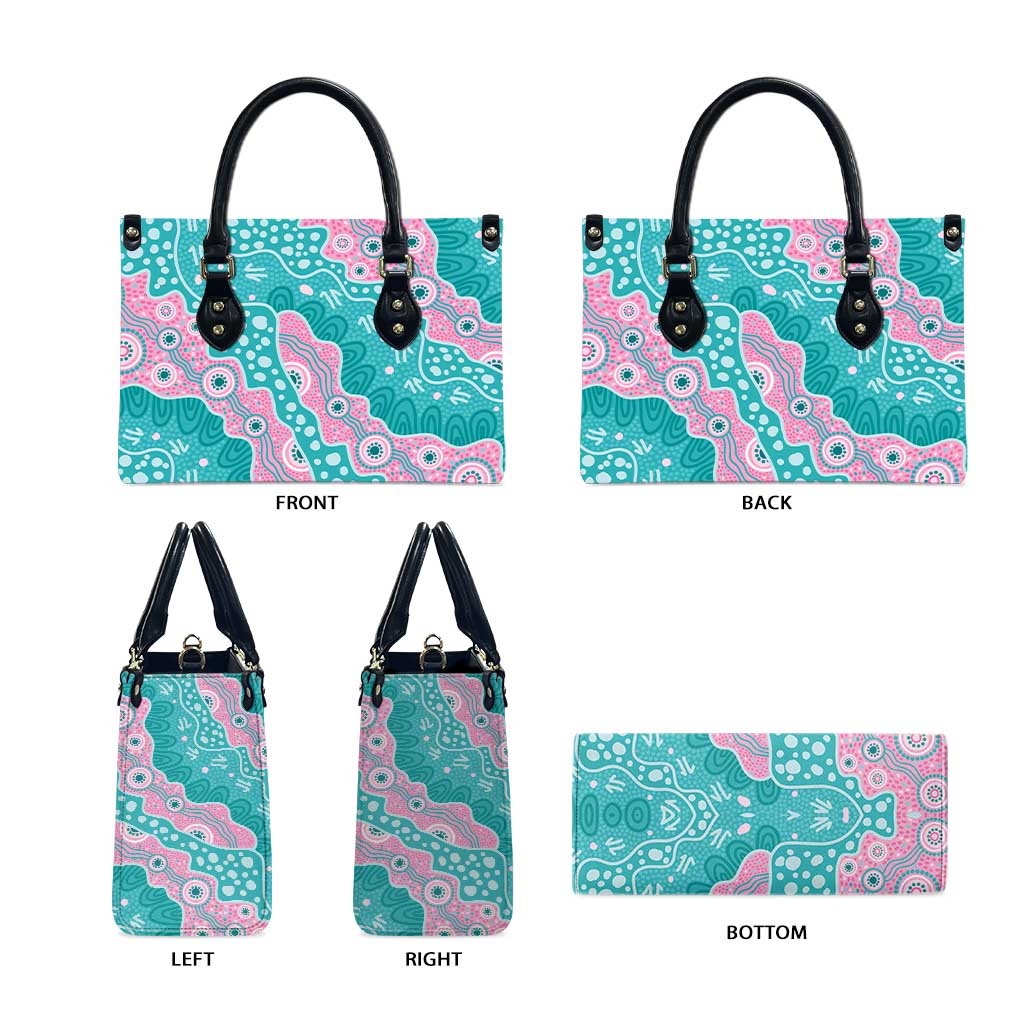 Hereditary Cancer Awareness Australia Indigenous Leather Bag Pink and Teal - Aussie Hoodie