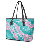 Hereditary Cancer Awareness Australia Indigenous Leather Tote Bag Pink and Teal - Aussie Hoodie