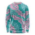 Hereditary Cancer Awareness Australia Indigenous Long Sleeve Shirt Pink and Teal - Aussie Hoodie