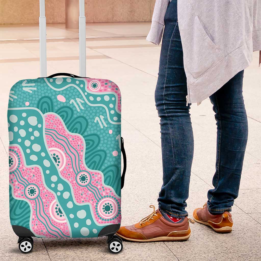 Hereditary Cancer Awareness Australia Indigenous Luggage Cover Pink and Teal - Aussie Hoodie