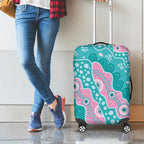 Hereditary Cancer Awareness Australia Indigenous Luggage Cover Pink and Teal - Aussie Hoodie