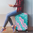 Hereditary Cancer Awareness Australia Indigenous Luggage Cover Pink and Teal - Aussie Hoodie