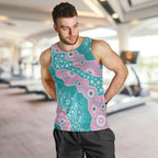 Hereditary Cancer Awareness Australia Indigenous Men Tank Top Pink and Teal - Aussie Hoodie