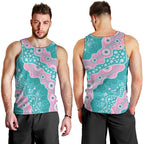 Hereditary Cancer Awareness Australia Indigenous Men Tank Top Pink and Teal - Aussie Hoodie