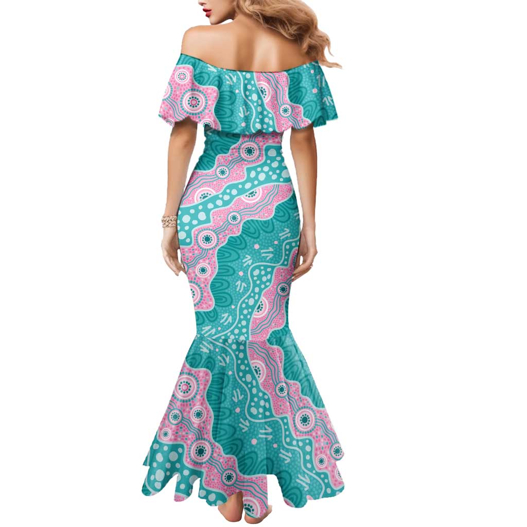 Hereditary Cancer Awareness Australia Indigenous Mermaid Dress Pink and Teal - Aussie Hoodie