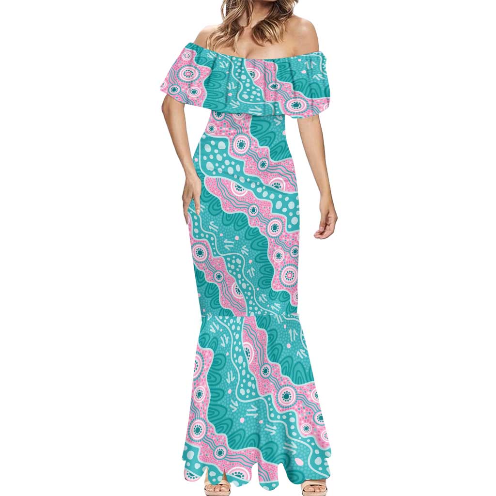 Hereditary Cancer Awareness Australia Indigenous Mermaid Dress Pink and Teal - Aussie Hoodie