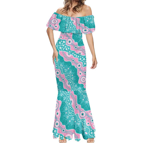 Hereditary Cancer Awareness Australia Indigenous Mermaid Dress Pink and Teal - Aussie Hoodie