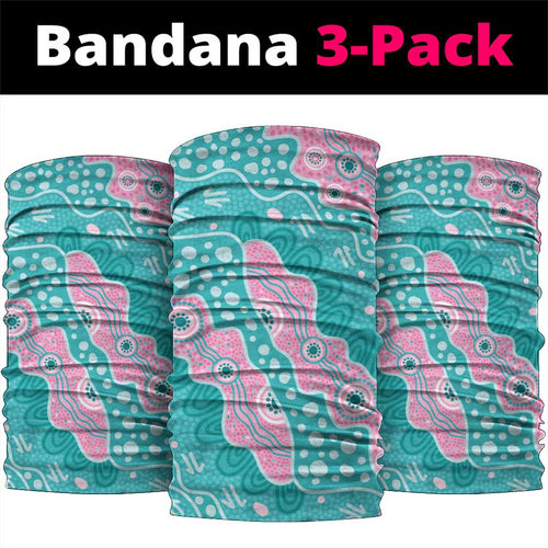 Hereditary Cancer Awareness Australia Indigenous Neck Gaiter Pink and Teal - Aussie Hoodie