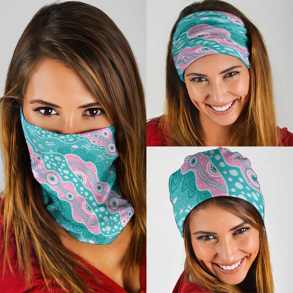 Hereditary Cancer Awareness Australia Indigenous Neck Gaiter Pink and Teal - Aussie Hoodie