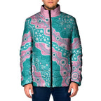 Hereditary Cancer Awareness Australia Indigenous Padded Jacket Pink and Teal - Aussie Hoodie