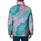 Hereditary Cancer Awareness Australia Indigenous Padded Jacket Pink and Teal - Aussie Hoodie