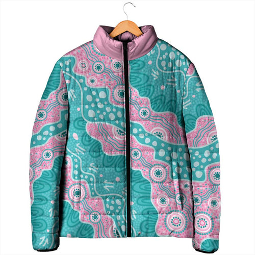 Hereditary Cancer Awareness Australia Indigenous Padded Jacket Pink and Teal - Aussie Hoodie