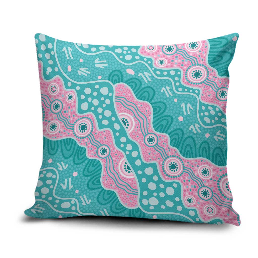 Hereditary Cancer Awareness Australia Indigenous Pillow Cover Pink and Teal - Aussie Hoodie
