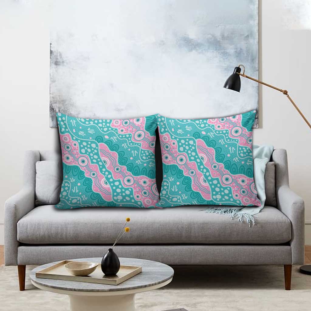 Hereditary Cancer Awareness Australia Indigenous Pillow Cover Pink and Teal - Aussie Hoodie
